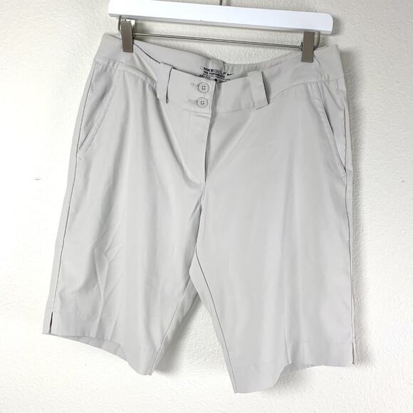 Nike Ivory  Dri Fit Golf Tour Performance Flat Front Chino Shorts Size 8 - Picture 1 of 9